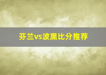 芬兰vs波黑比分推荐