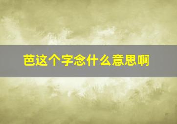 芭这个字念什么意思啊