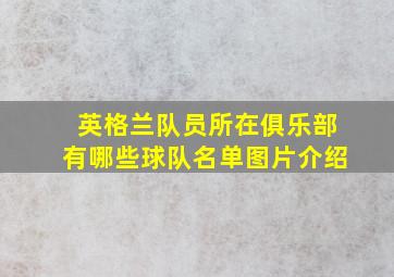 英格兰队员所在俱乐部有哪些球队名单图片介绍