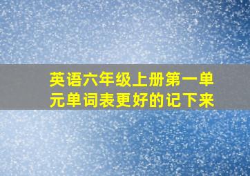 英语六年级上册第一单元单词表更好的记下来