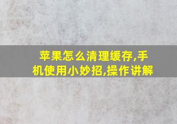 苹果怎么清理缓存,手机使用小妙招,操作讲解