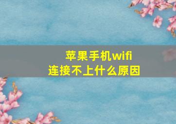 苹果手机wifi连接不上什么原因