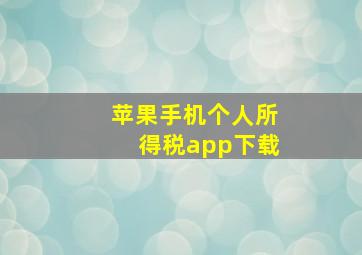 苹果手机个人所得税app下载