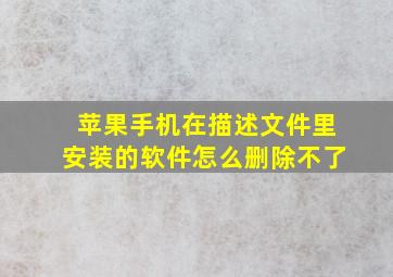 苹果手机在描述文件里安装的软件怎么删除不了