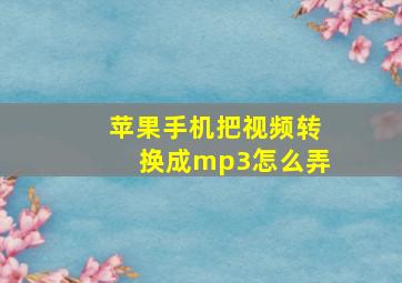 苹果手机把视频转换成mp3怎么弄