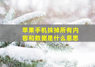 苹果手机抹掉所有内容和数据是什么意思