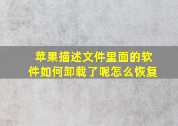 苹果描述文件里面的软件如何卸载了呢怎么恢复