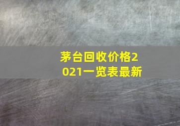 茅台回收价格2021一览表最新