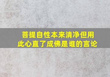 菩提自性本来清净但用此心直了成佛是谁的言论