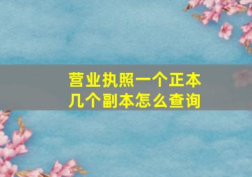 营业执照一个正本几个副本怎么查询