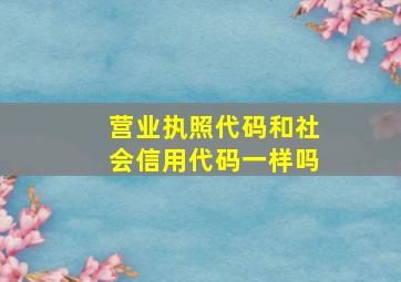 营业执照代码和社会信用代码一样吗