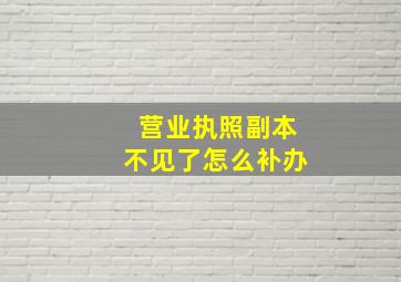 营业执照副本不见了怎么补办