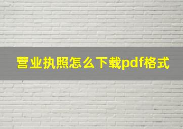 营业执照怎么下载pdf格式