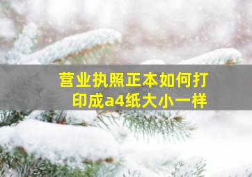 营业执照正本如何打印成a4纸大小一样