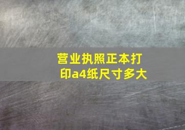 营业执照正本打印a4纸尺寸多大