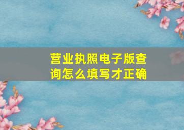 营业执照电子版查询怎么填写才正确