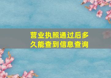 营业执照通过后多久能查到信息查询