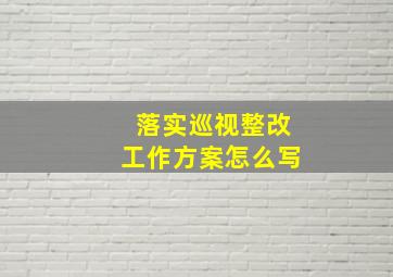 落实巡视整改工作方案怎么写