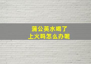 蒲公英水喝了上火吗怎么办呢