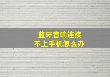 蓝牙音响连接不上手机怎么办