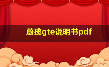 蔚揽gte说明书pdf