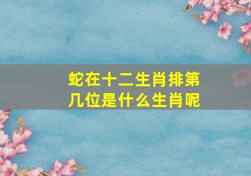 蛇在十二生肖排第几位是什么生肖呢