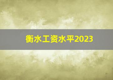 衡水工资水平2023