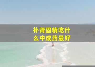 补肾固精吃什么中成药最好