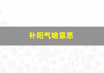 补阳气啥意思