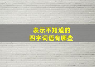 表示不知道的四字词语有哪些