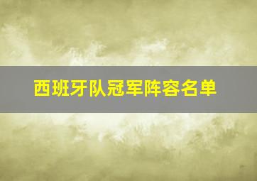 西班牙队冠军阵容名单