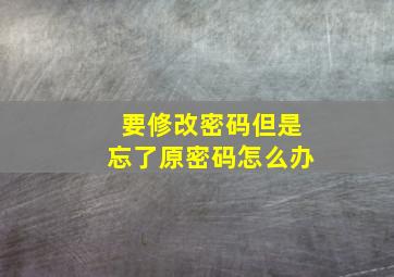 要修改密码但是忘了原密码怎么办