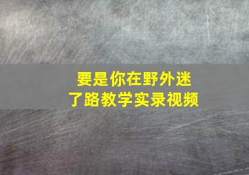 要是你在野外迷了路教学实录视频