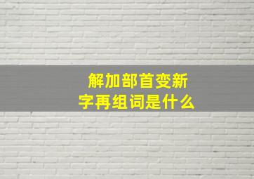 解加部首变新字再组词是什么