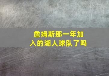 詹姆斯那一年加入的湖人球队了吗