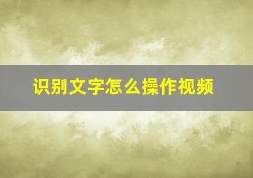 识别文字怎么操作视频