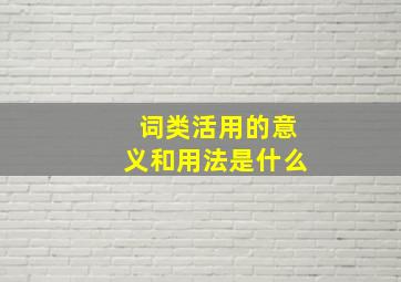 词类活用的意义和用法是什么