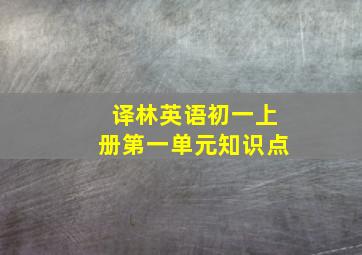 译林英语初一上册第一单元知识点