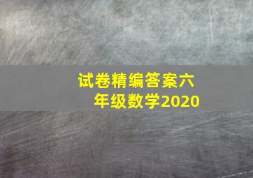 试卷精编答案六年级数学2020