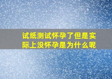 试纸测试怀孕了但是实际上没怀孕是为什么呢