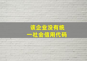 该企业没有统一社会信用代码