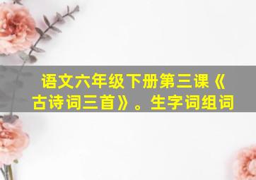 语文六年级下册第三课《古诗词三首》。生字词组词