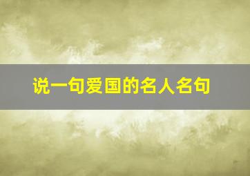 说一句爱国的名人名句