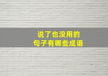 说了也没用的句子有哪些成语