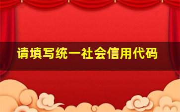 请填写统一社会信用代码