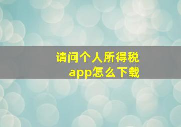 请问个人所得税app怎么下载