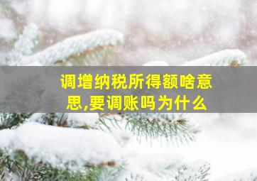 调增纳税所得额啥意思,要调账吗为什么