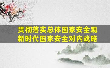 贯彻落实总体国家安全观新时代国家安全对内战略