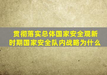 贯彻落实总体国家安全观新时期国家安全队内战略为什么