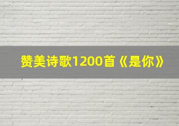 赞美诗歌1200首《是你》